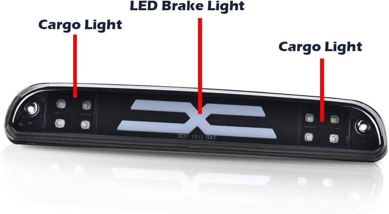 GPLUS LED Third Type X High Mount Brake Stop Light Compatible with 1993-2011 Ranger, Fit 1999-2016 F250 F350 F450 F550 Super Duty,Fit 1995-2003 Mazda B2300 B2500 B3000 B4000 Smoky Lens Black Housing - Image 5